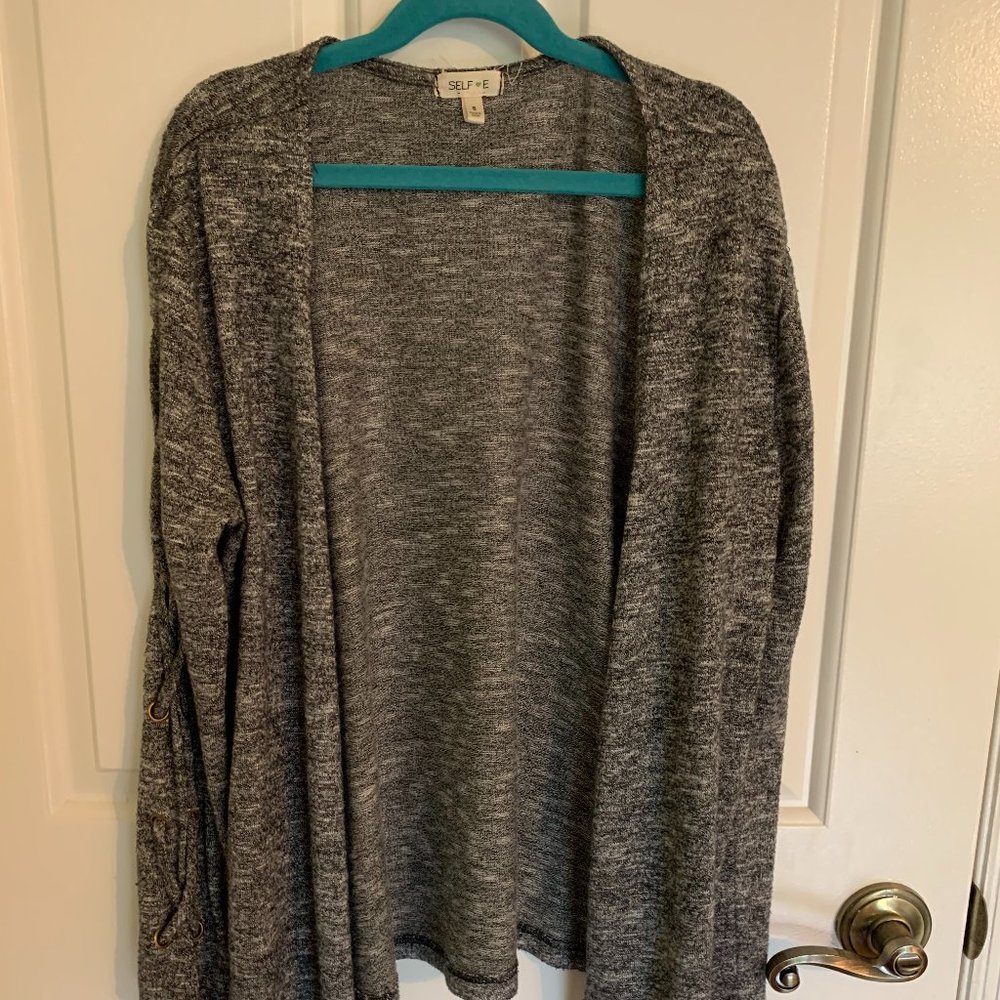 Gray Cardigan with Laced Sleeves
